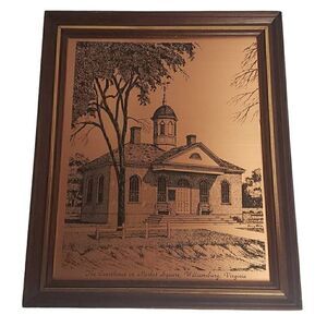 RARE Colonial Williamsburg Courthouse Copper Etching Picture
